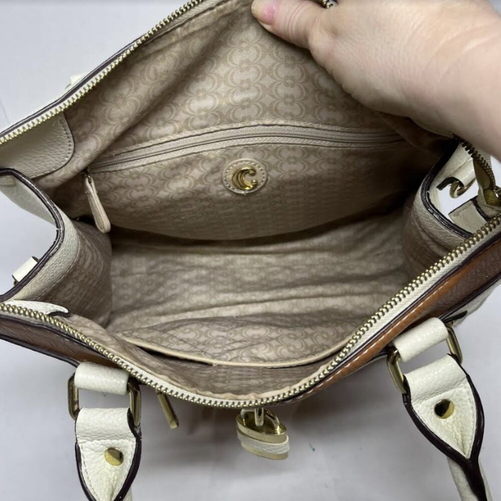 Charming Charlie Shoulder Bag with Lock | Beige and Tan - Picture 3 of 5